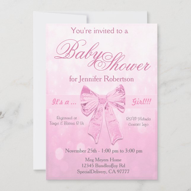 Baby Shower in Pink and White Invitation (Front)