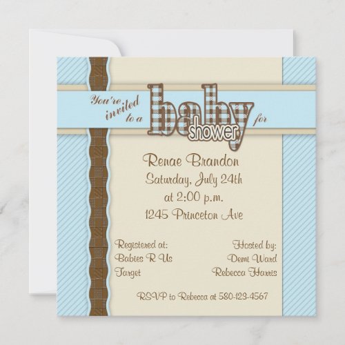 Baby Shower in Plaid Custom Invites