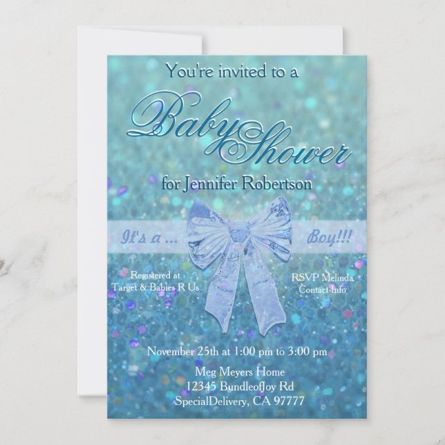 Baby Shower in Teal and Blue Invitation (Front)