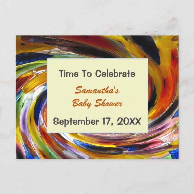 Baby Shower Invitaiton Gender Neutral Colorful Postcard (Front)