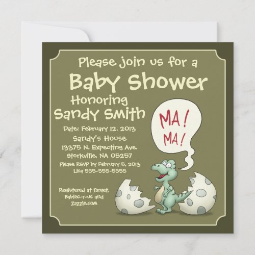 Baby Shower Invitation 106: Dinosaur Baby