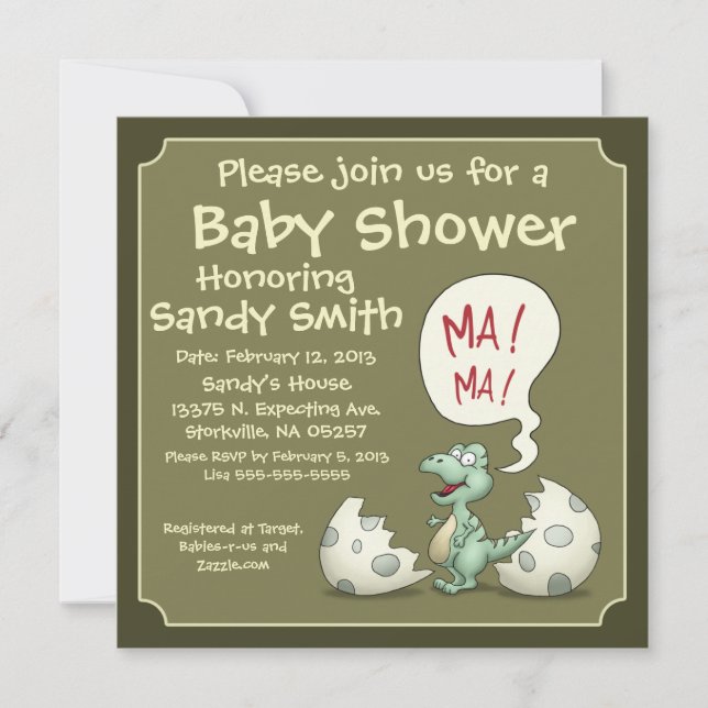 Baby Shower Invitation 106: Dinosaur Baby (Front)