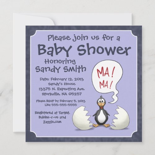 Baby Shower Invitation 107: Baby Penguin