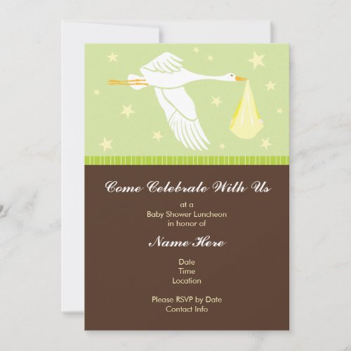 Baby Shower Invitation 5x7 _ Green and Brown