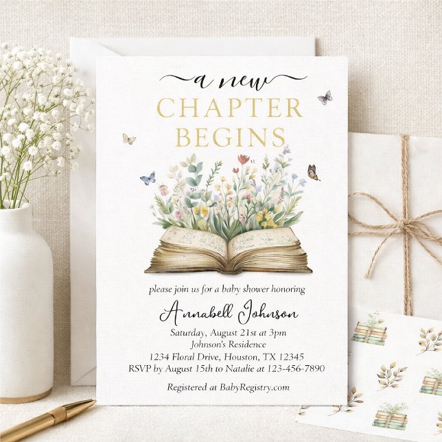 Baby shower invitation: A new chapter begins Invitation (Creator Uploaded)