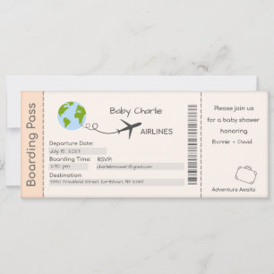 Baby Shower Invitation, Adventure Awaits, Travel Invitation