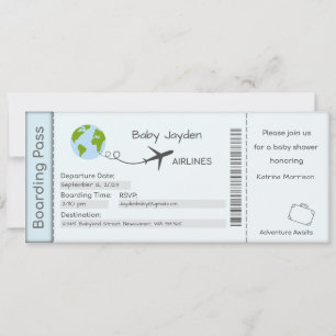 Baby Shower Invitation, Adventure Awaits, Travel Invitation