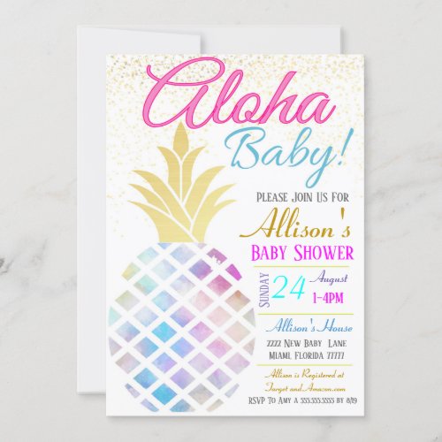 Baby Shower Invitation Aloha Baby Invitation