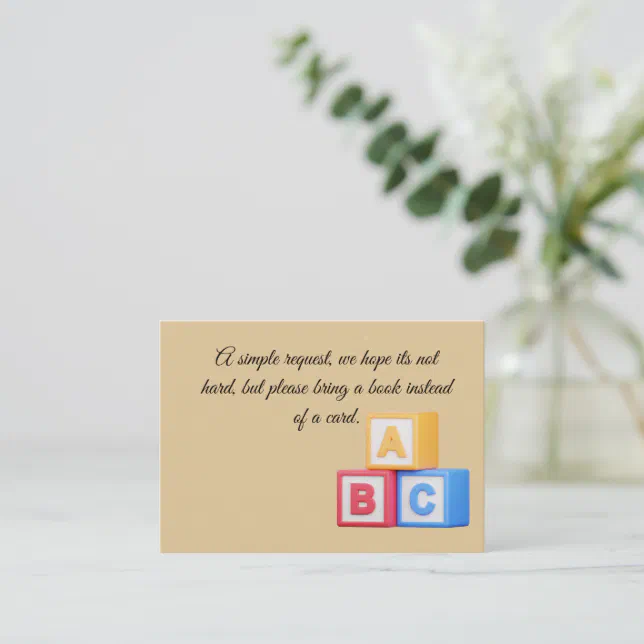 Baby Shower Invitation- Alphabet Blocks Enclosure Card | Zazzle