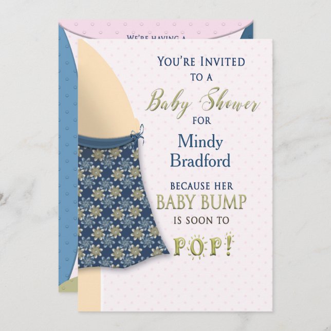 BABY SHOWER INVITATION - BABY BUMP - FUN-HUMOR (Front/Back)