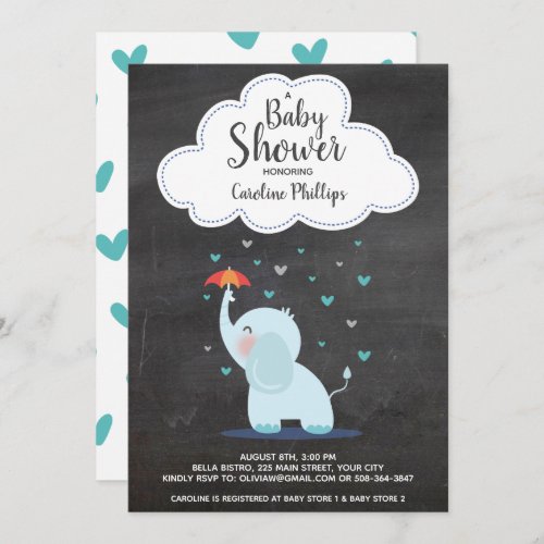 Baby Shower Invitation Baby Elephant Chalkboard