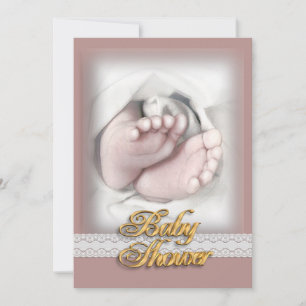 Baby Shower invitation baby feet sketch