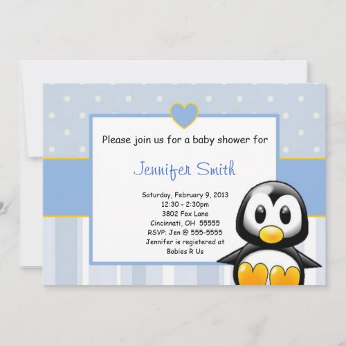 Baby Shower Invitation _ Baby Penquin Heart