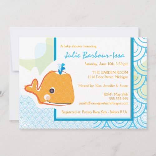 Baby Shower Invitation - Baby Whale