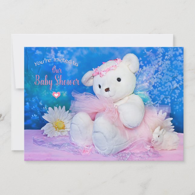 Baby Shower Invitation, BallerinaTeddy Bear Invitation (Front)