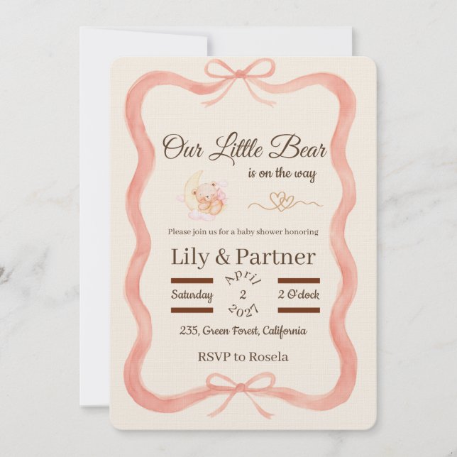 Baby Shower Invitation - Bear (Front)