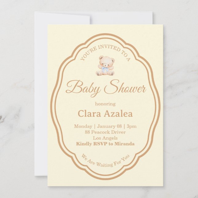 Baby Shower Invitation | Bear (Front)