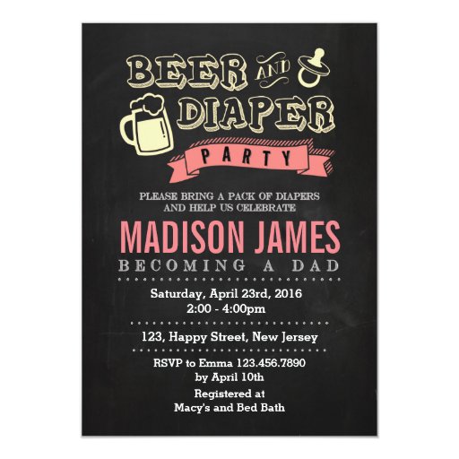 Diapers And Beer Baby Shower Invitations 8