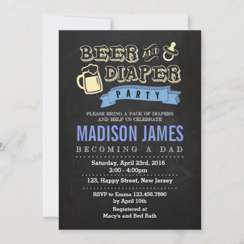 Baby Shower Invitation Beer and Diaper Invitation