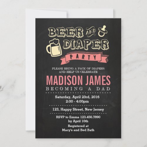 Baby Shower Invitation Beer and Diaper Invitation