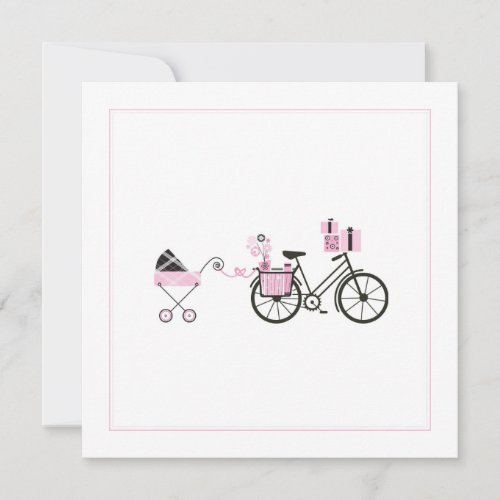 Baby Shower Invitation _ Bicycle and Baby Carriage