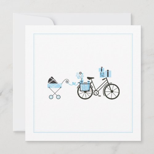 Baby Shower Invitation - Bicycle and Baby Carriage