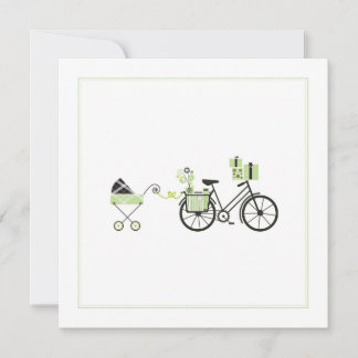Baby Shower Invitation - Bicycle and Baby Carriage
