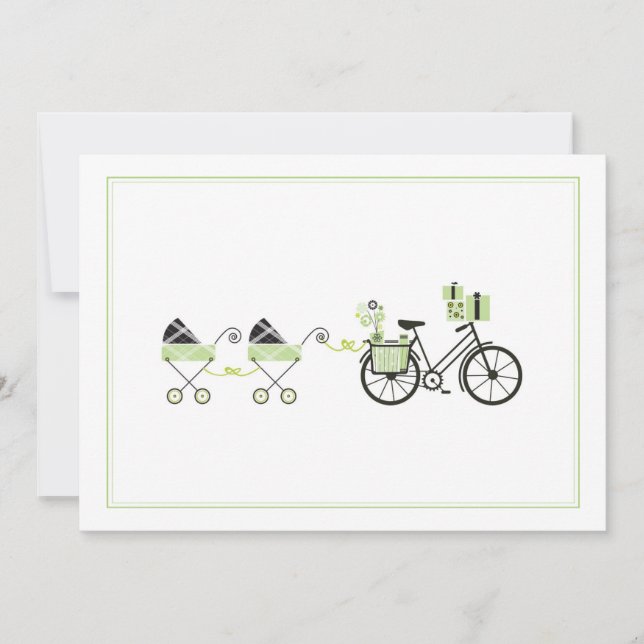 Baby Shower Invitation - Bicycle & Baby Carriage (Front)