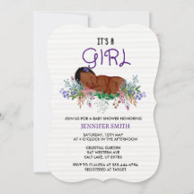Baby Shower Invitation Birth Flower July Larkspur