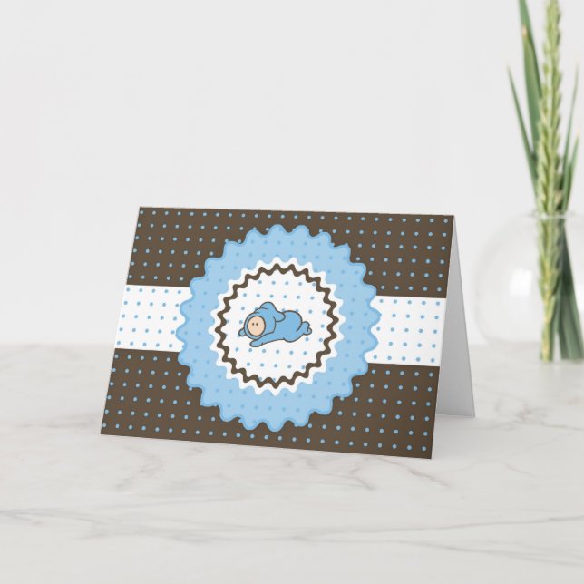 Baby Shower Invitation - Blue and brown (Front)