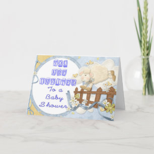 Baby Shower Invitation Blue Little Lamb