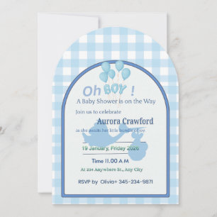 Baby Shower Invitation Blue Stork Customizable B