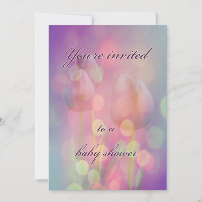 Baby Shower Invitation - Bokeh Tulips (Front)