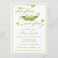 Baby Shower Invitation - Boy and Girl Pea in a Pod