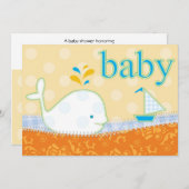 Baby Shower Invitation - Boy Baby Whale (Front/Back)