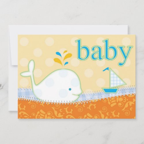 Baby Shower Invitation - Boy Baby Whale