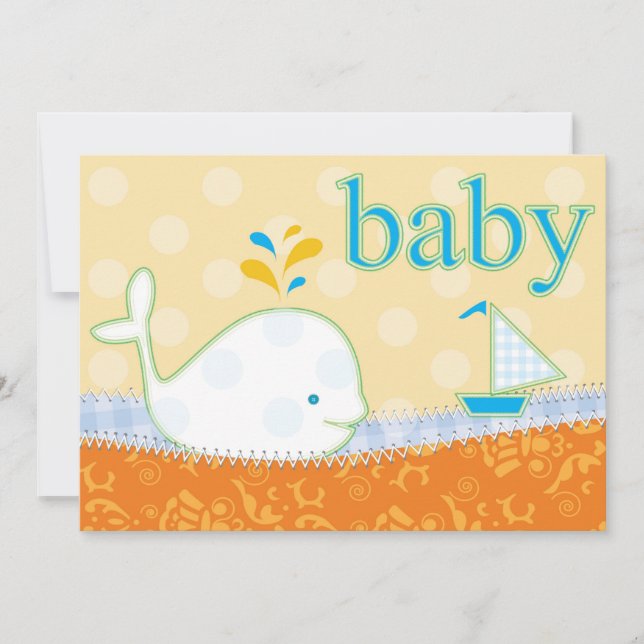 Baby Shower Invitation - Boy Baby Whale (Front)