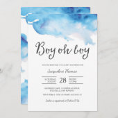 Baby Shower Invitation | Boy oh boy watercolour (Front/Back)