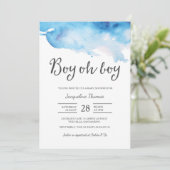 Baby Shower Invitation | Boy oh boy watercolour (Standing Front)