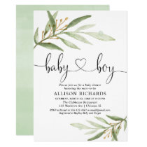 Baby shower invitation boy simple modern greenery Baby shower invitation boy simple modern greenery