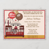 Baby Shower invitation BOY Sock MONKEY Crib SMC-B