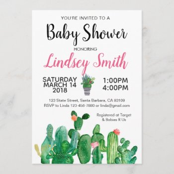 Baby Shower Invitation Cactus-cacti by Pixabelle at Zazzle