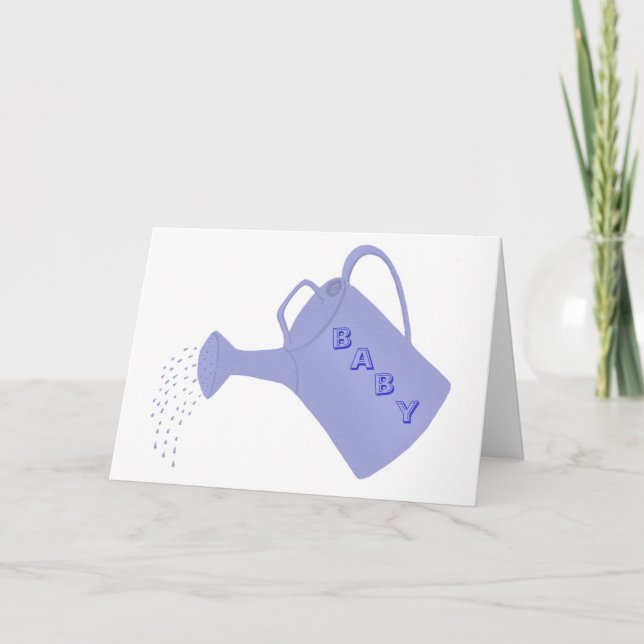 Baby shower invitation cards, blue water can (Front)