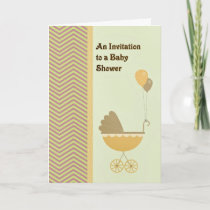 Baby Shower Invitation Carriage & Balloons