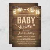 Baby shower invitation Coed Rustic Wood Mason Jars (Front/Back)