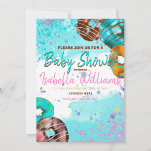 Baby shower invitation colorful donuts