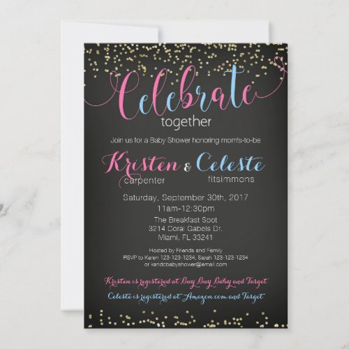 Baby Shower Invitation combined joint friends Invitation