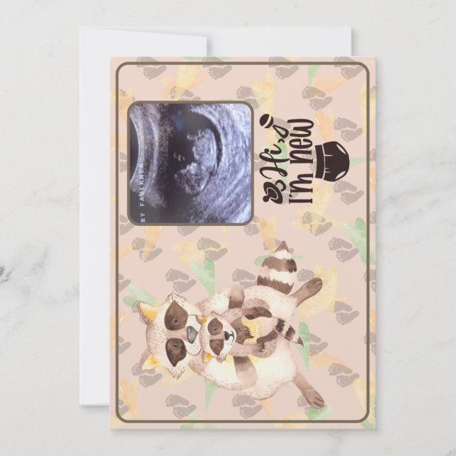 Baby Shower Invitation Custom Photo Raccoons Brown (Front)