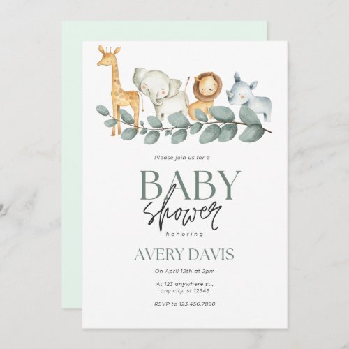 baby shower invitation cute animals