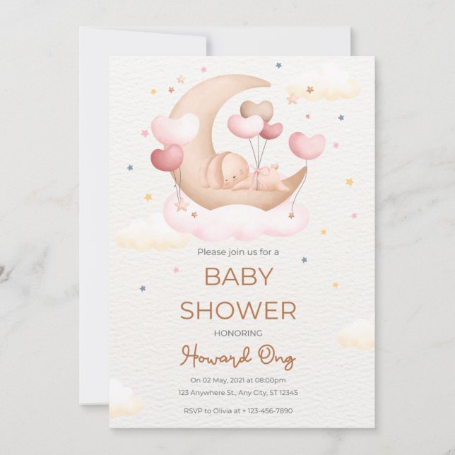 baby shower invitation cute rabbit (Front)